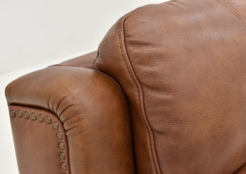 Close Up of the Headrest on the Marquee POWER Sofa in Umber Brown by Bassett Furniture | Home Furniture Plus Bedding
