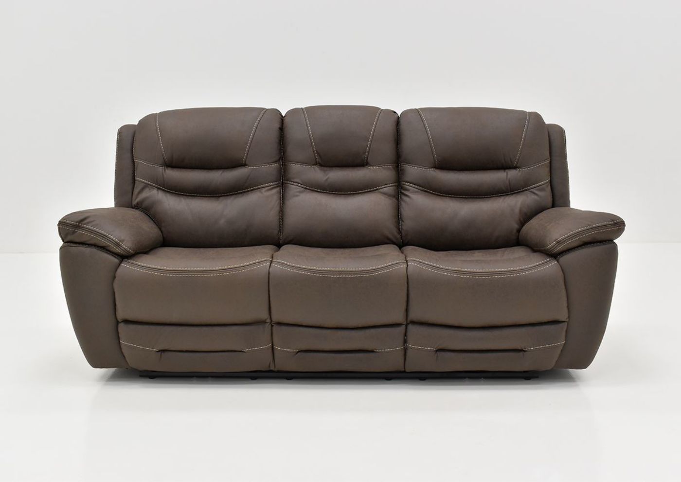 Front Facing View of the Dakota POWER Reclining Sofa in Brown by KUKA Home | Home Furniture Plus Bedding