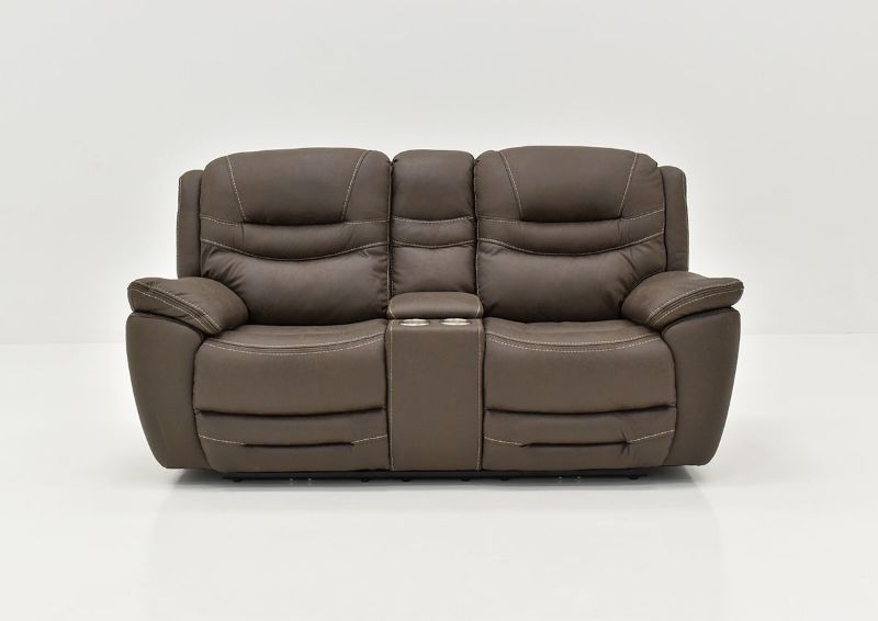 Front Facing View of the Dakota POWER Reclining Loveseat in Brown by KUKA Home | Home Furniture Plus Bedding