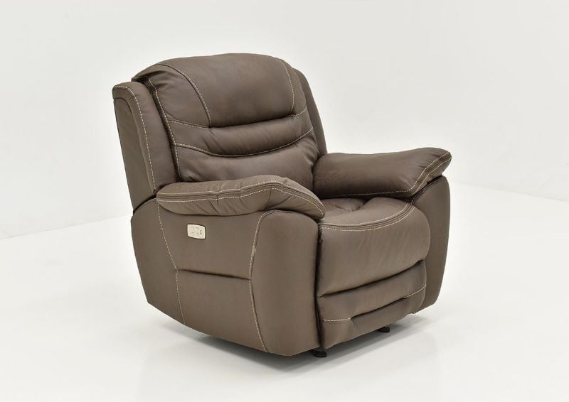 Slightly Angled View of the Dakota POWER Recliner in Brown by KUKA Home | Home Furniture Plus Bedding