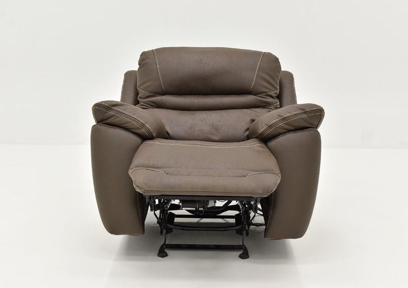Front Facing View of the Reclined Dakota POWER Recliner in Brown with Opened Footrest by KUKA Home | Home Furniture Plus Bedding