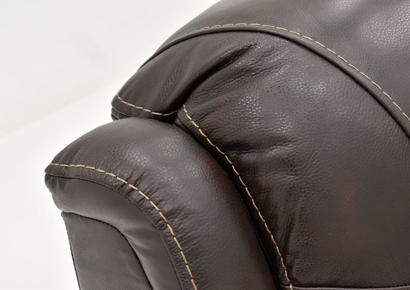 Close Up View of the Headrest on the Dallas POWER Recliner in Brown | Home Furniture Plus Bedding