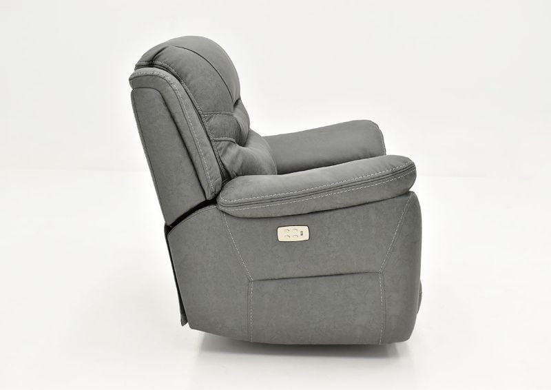 Side View of the Dakota POWER Recliner - Gray | Home Furniture Plus Bedding
