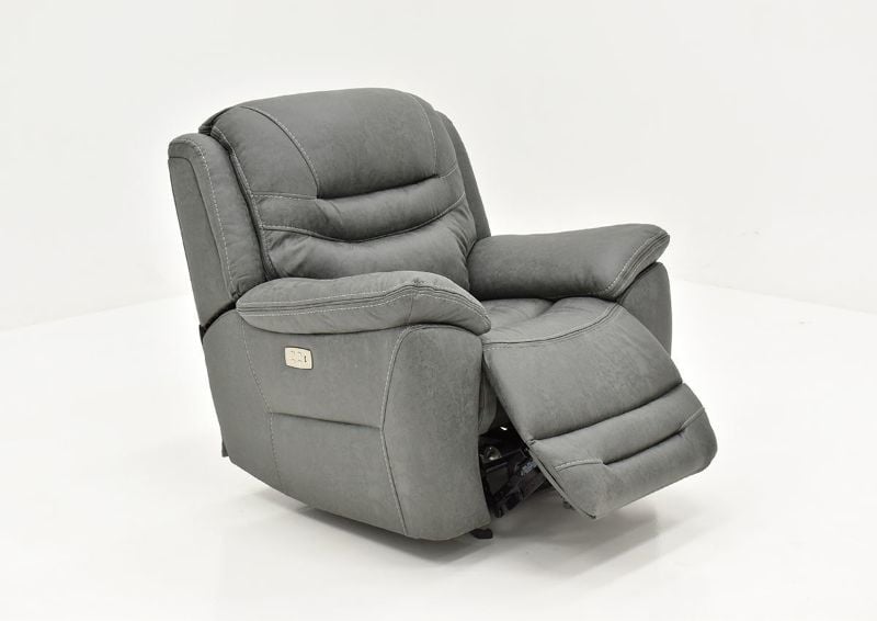 Side Angle View with Chaise Slightly Opened in Reclining Position on the Dakota POWER Recliner - Gray | Home Furniture Plus Bedding