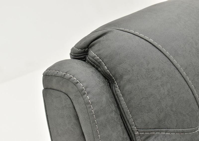 Close Up of the Detail Stitching on the Dakota POWER Recliner - Gray | Home Furniture Plus Bedding