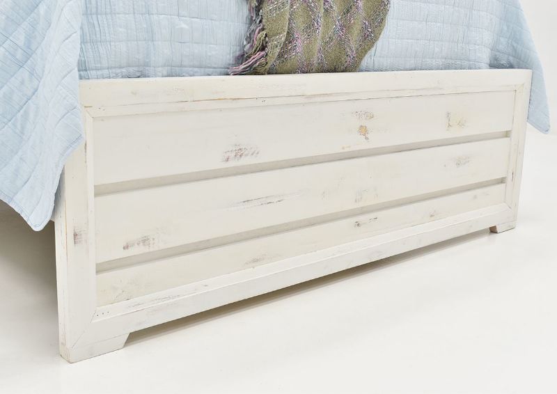 View of the Footboard on the White Windjammer Queen Size Bed by Vintage Furniture | Home Furniture Plus Bedding