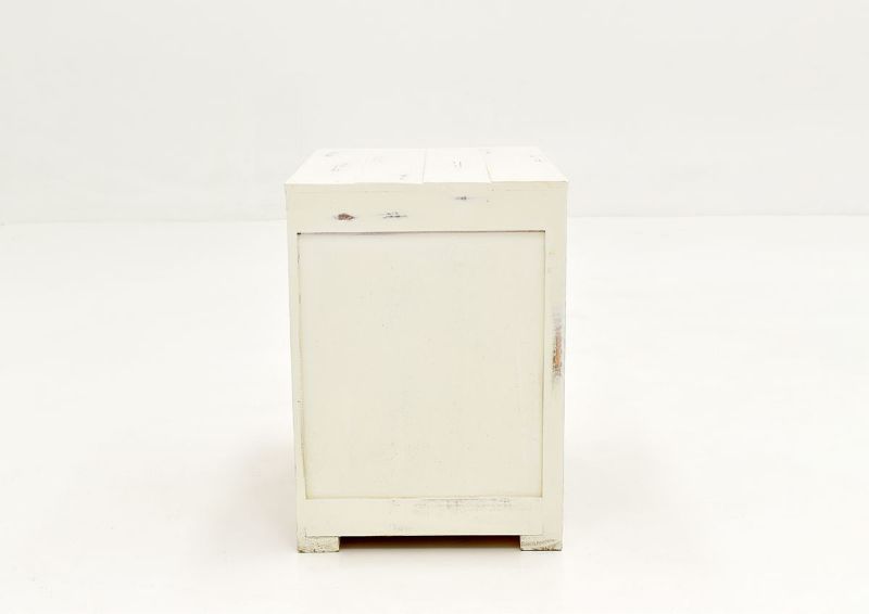 Side View of the Two-Tone White with Brown Windjammer Nightstand by Vintage Furniture | Home Furniture Plus Bedding