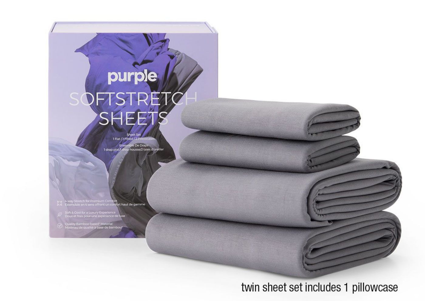 Picture of SoftStretch Bed Sheets - TWIN Size - Gray