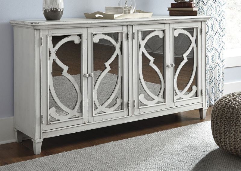 Room View of the Mirimyn Accent Cabinet in Antique White by Ashley Furniture | Home Furniture Plus Bedding