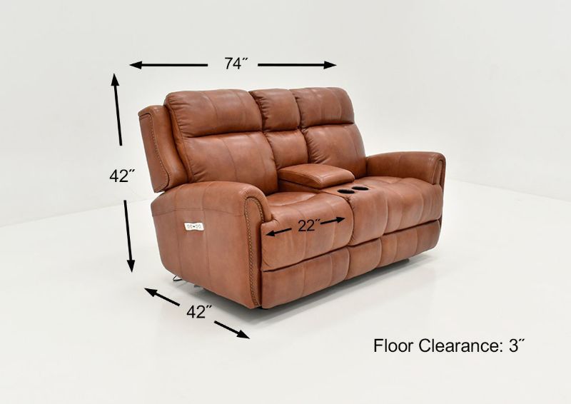 Dimension Details of the Marquee POWER Loveseat in Umber Brown by Bassett Furniture | Home Furniture Plus Bedding