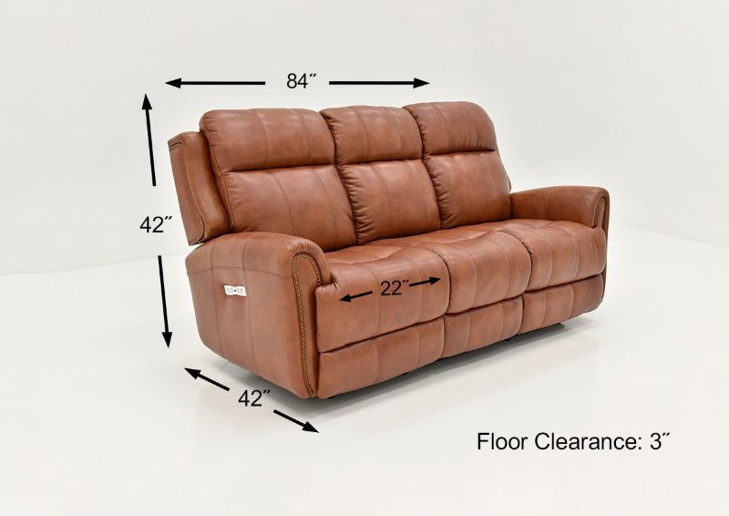 Dimension Details of the Marquee POWER Sofa in Umber Brown by Bassett Furniture | Home Furniture Plus Bedding