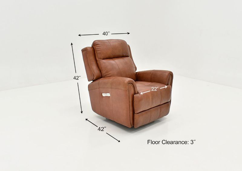 Dimension Details of the Marquee POWER Recliner in Umber Brown by Bassett Furniture | Home Furniture Plus Bedding