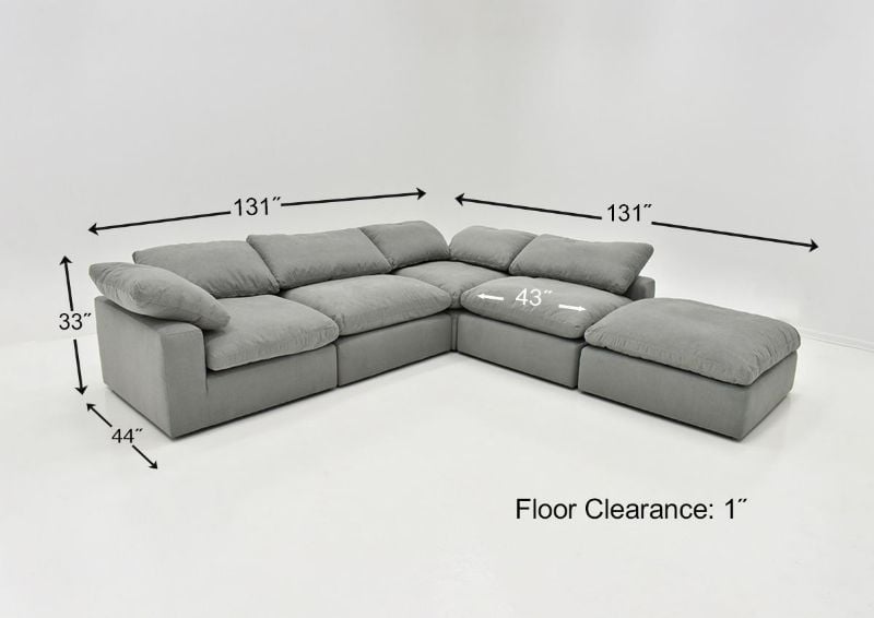 Dimension Details of the Cloud Sectional Sofa with Right Chaise Configuration Shown | Home Furniture Plus Bedding