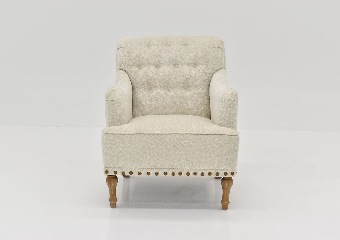 Front Facing View of the Anna Linen Accent Chair in Off-White by Chair's America | Home Furniture Plus Bedding