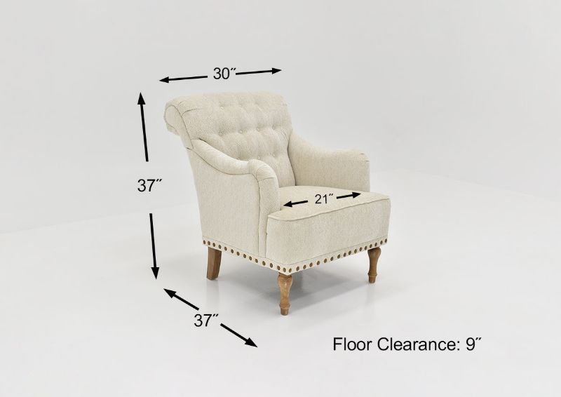 Dimension Details of the  Anna Linen Accent Chair in Off-White by Chair's America | Home Furniture Plus Bedding