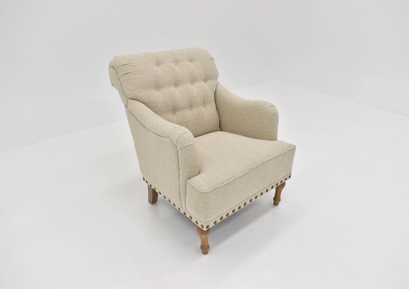 Slightly Angled View of the Anna Linen Accent Chair in Off-White by Chair's America | Home Furniture Plus Bedding