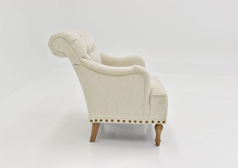 Side View of the Anna Linen Accent Chair in Off-White by Chair's America | Home Furniture Plus Bedding
