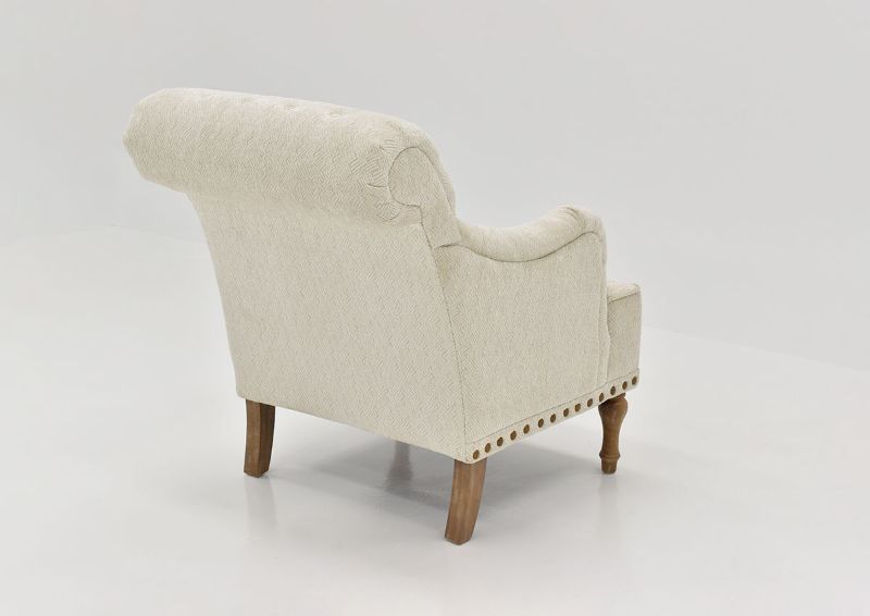 Slightly Angled Back View of the Anna Linen Accent Chair in Off-White by Chair's America | Home Furniture Plus Bedding