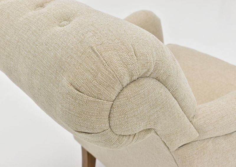 Close Up View of the Rolled Top on the Anna Linen Accent Chair in Off-White by Chair's America | Home Furniture Plus Bedding