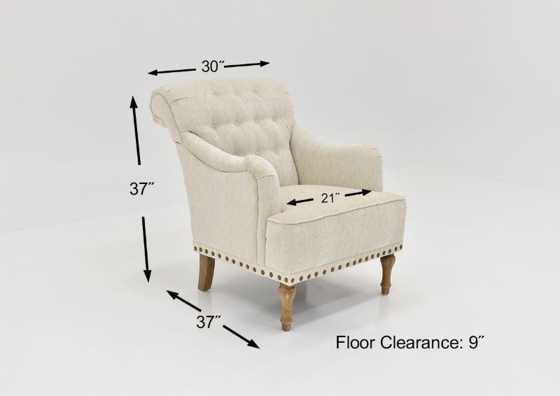 Dimension Details of the Julep Magnolia Accent Chair in Off-White by Chair's America | Home Furniture Plus Bedding