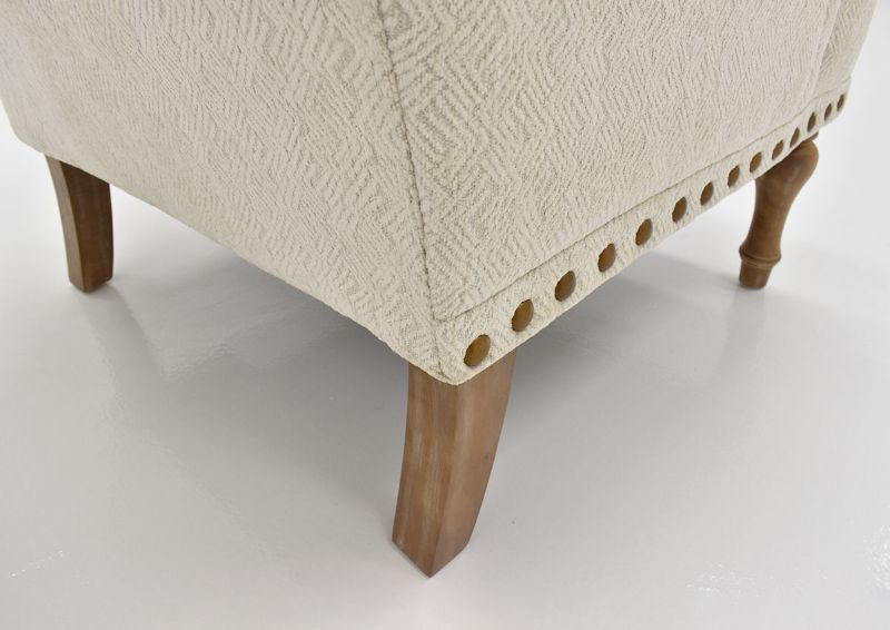 View of the Wooden Legs on the Julep Magnolia Accent Chair in Off-White by Chair's America | Home Furniture Plus Bedding
