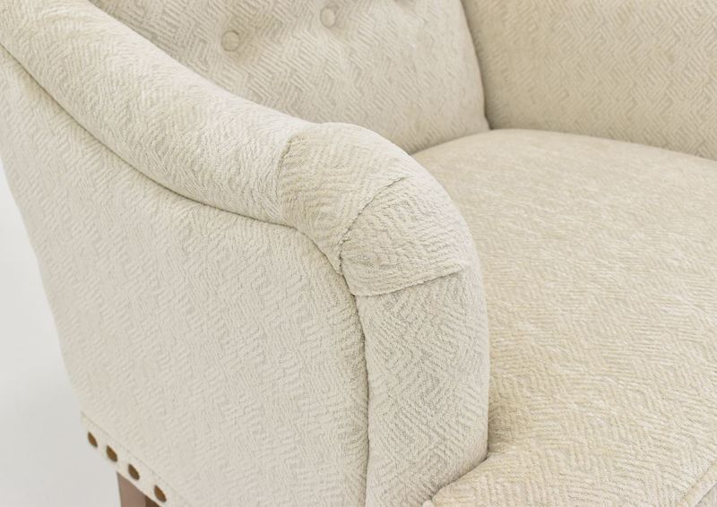 Close Up View of the Arms on the Julep Magnolia Accent Chair in Off-White by Chair's America | Home Furniture Plus Bedding