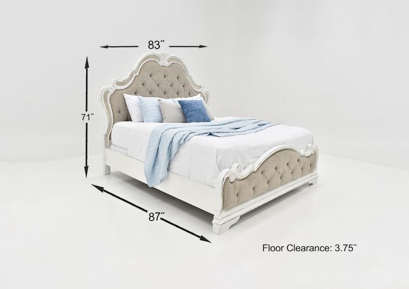 Dimension Details of the Magnolia Manor Upholstered Mirrored King Size Bed | Home Furniture Plus Bedding