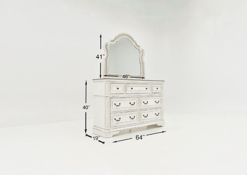 Dimension Details of the Magnolia Manor Dresser with Mirror | Home Furniture Plus Bedding
