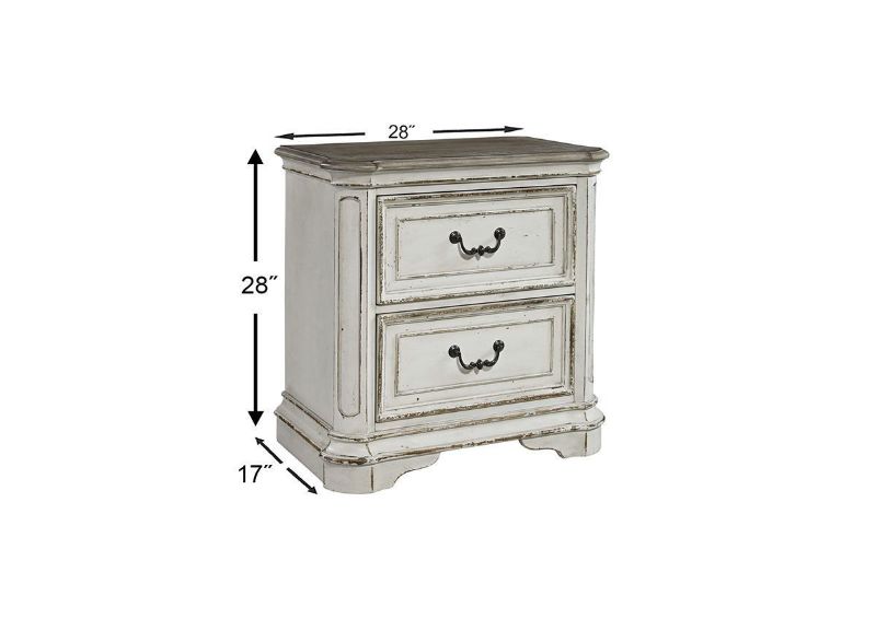 Dimension Details of the Magnolia Manor Nightstand with 2 Drawers | Home Furniture Plus Bedding