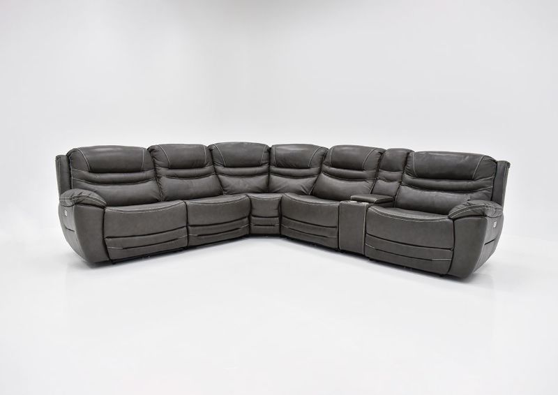 Front Facing View of the GRAY Dallas POWER ACTIVATED Reclining Sectional Sofa by KUKA Home | Home Furniture Plus Bedding