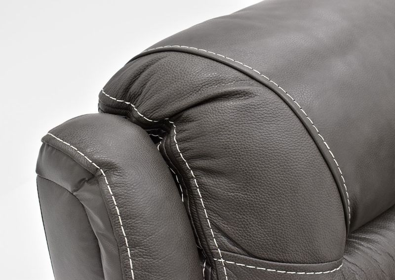 Close Up View of the Headrest on the GRAY Dallas POWER ACTIVATED Reclining Sectional Sofa by KUKA Home | Home Furniture Plus Bedding