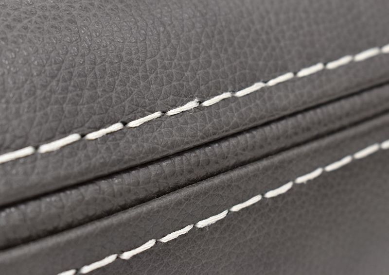 Close Up View of the Stitching on the GRAY Dallas POWER ACTIVATED Reclining Sectional Sofa by KUKA Home | Home Furniture Plus Bedding