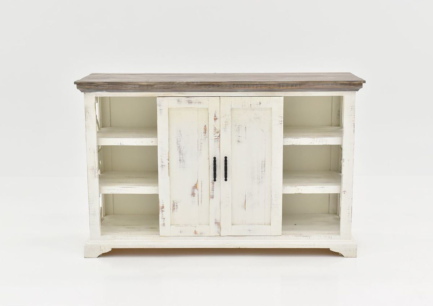 Front Facing View of the Harp Buffet Storage Cabinet in White by Vintage Furniture | Home Furniture Plus Bedding