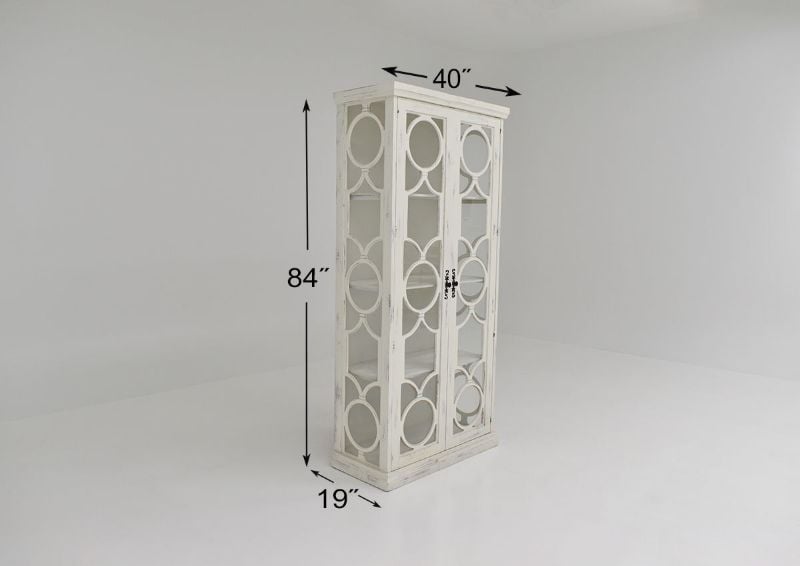 Dimension Details of the Windamere Accent Cabinet in White by Vintage Furniture | Home Furniture Plus Bedding