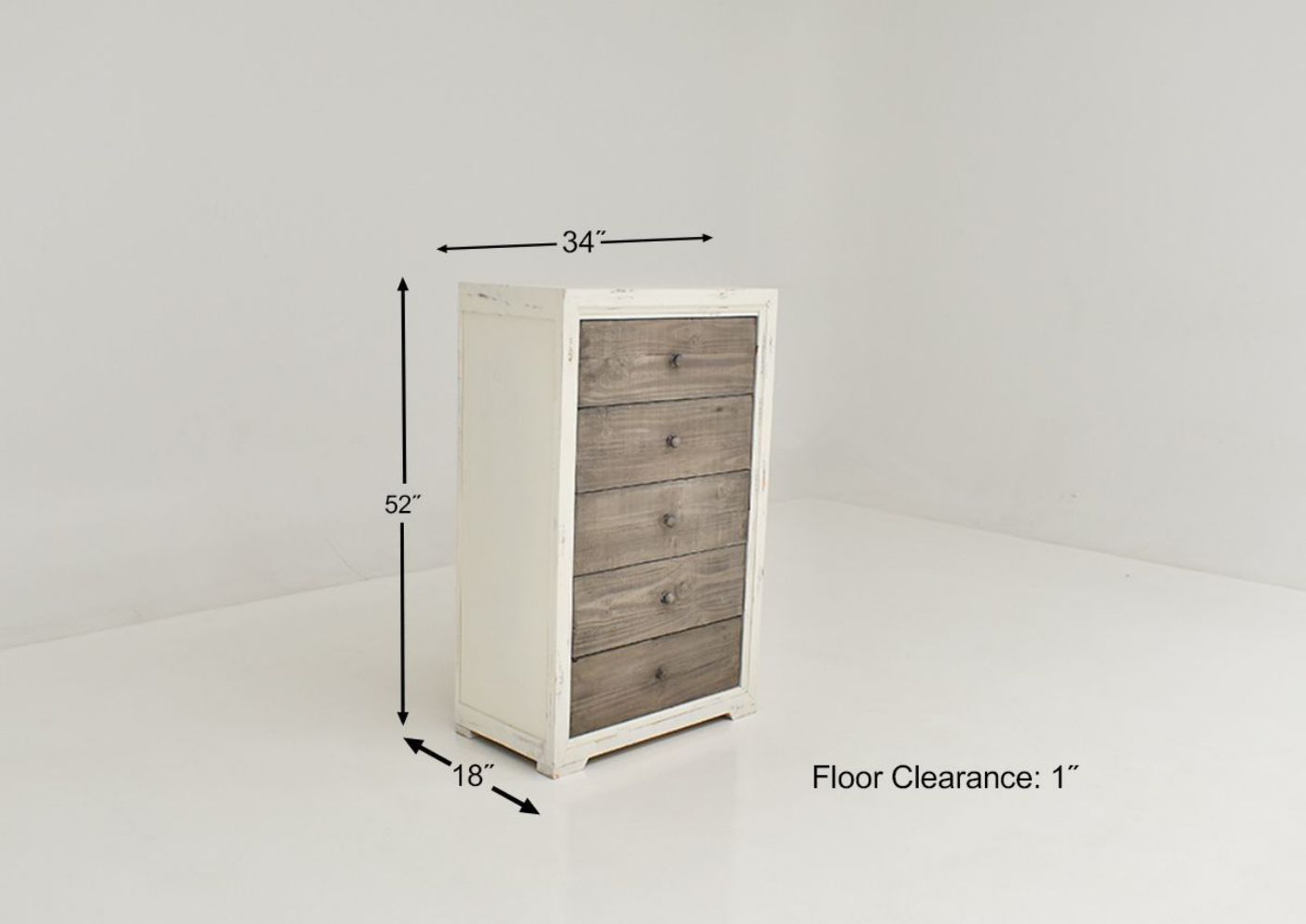 Detail Dimensions the Two-Tone White with Brown Windjammer Chest of Drawers by Vintage Furniture | Home Furniture Plus Bedding