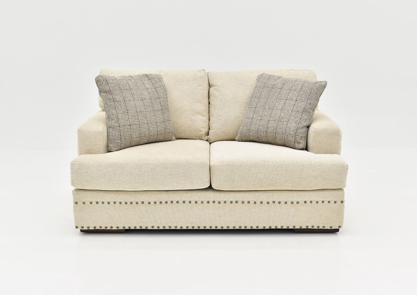 Front Facing View of the Everette Loveseat in Off-White by Klaussner | Home Furniture Plus Bedding