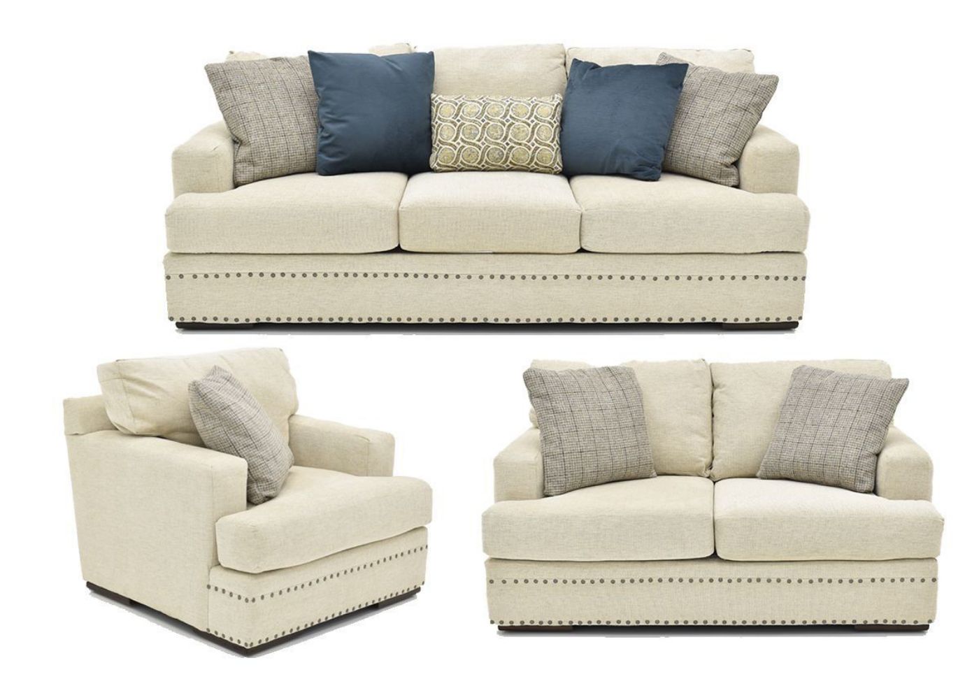 Group View of the Everette Sofa Set in Off-White by Klaussner | Home Furniture Plus Bedding