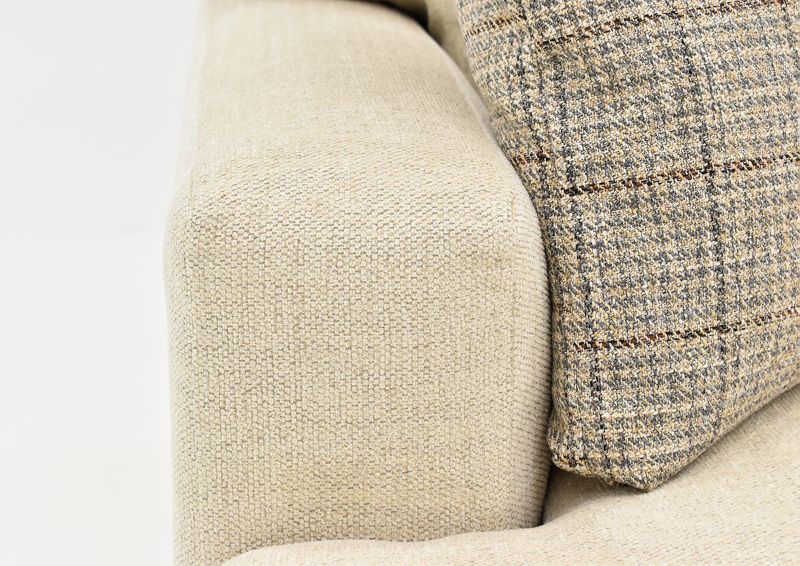 Close Up View of the Track Arm on the Everette Loveseat in Off-White by Klaussner | Home Furniture Plus Bedding