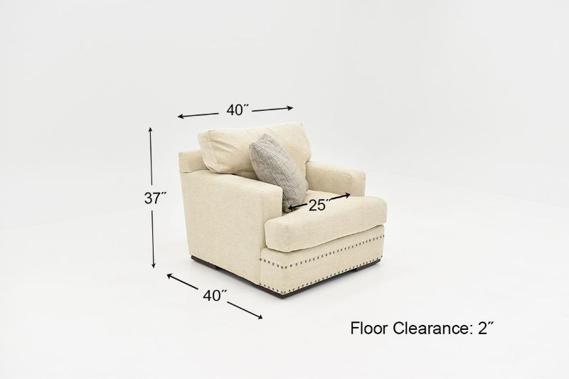 Dimension Details of the Everette Accent Chair in Off-White by Klaussner | Home Furniture Plus Bedding