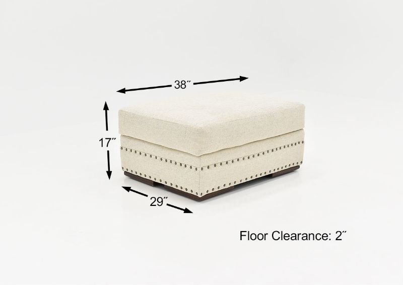 Dimension Details of the Everette Ottoman in Off-White by Klaussner | Home Furniture Plus Bedding