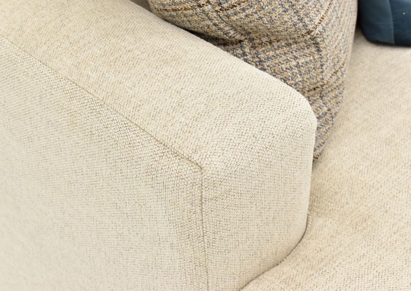 Close Up View of the Track Arm on the Everette Sofa Set in Off-White by Klaussner | Home Furniture Plus Bedding