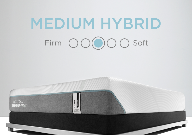 Graphic Showing the Feel and Comfort Level of the  Tempur-Pedic Adapt Medium Hybrid Mattress - Twin XL | Home Furniture Mattress Center
