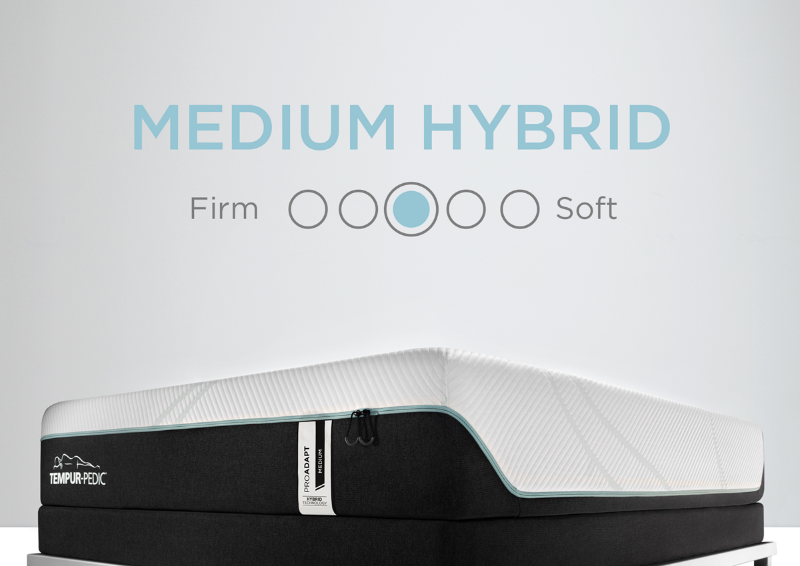 Graphic Showing the Feel and Comfort Level of the Tempur-Pedic ProAdapt Medium Hybrid Mattress - King Size | Home Furniture Mattress Center