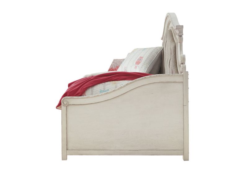 Side View of the Twin Size Realyn Upholstered Day Bed in White by Ashley Furniture | Home Furniture Plus Bedding