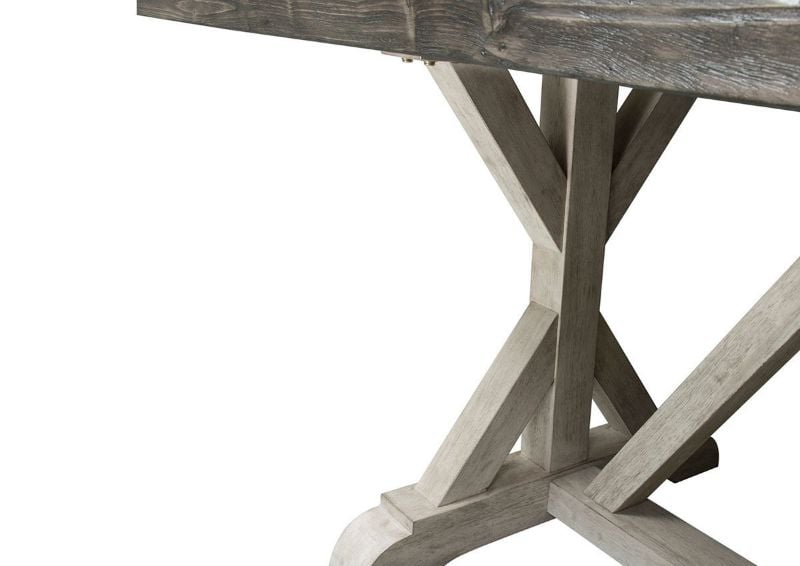 Close Up View of the Leg on the Trestle Table in the Willowrun 7 Piece Dining Table Set in Two-Tone White and Gray by Liberty Furniture | Home Furniture Plus Bedding