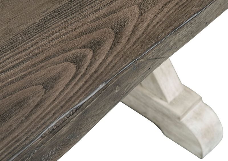 Close Up View of the Table Top on the Trestle Table in the Willowrun 7 Piece Dining Table Set in Two-Tone White and Gray by Liberty Furniture | Home Furniture Plus Bedding