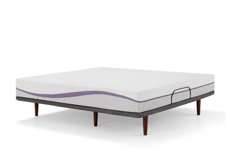 Slightly Angled View of the Purple Ascent Adjustable Base in King Size Shown Flat with a Mattress (not included) | Home Furniture Plus Bedding