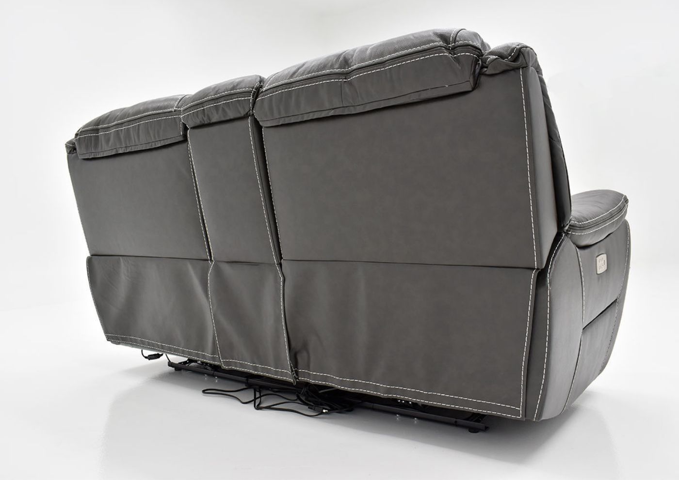 Rear View of the Dallas POWER Reclining Loveseat in Gray | Home Furniture Plus Bedding