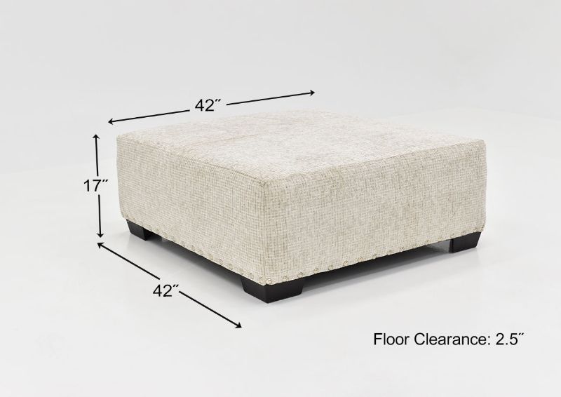 Dimension Details of the Sycamore Ottoman Upholstery Fabric in Sandstone by Behold Home | Home Furniture Plus Bedding