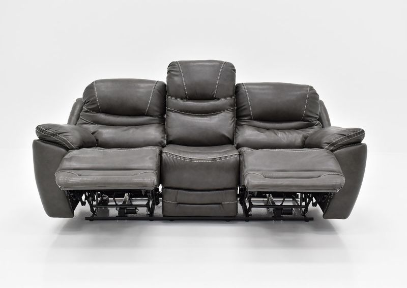 Front Facing View of the Dallas POWER Reclining Sofa  in Gray with Footrests Extended | Home Furniture Plus Bedding